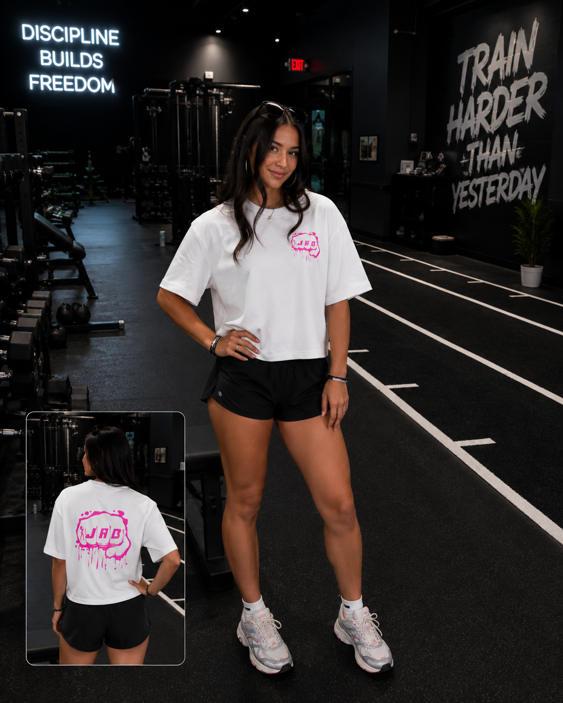 JAB Custom Women's Ideal Cropped Top w/Pink Logo