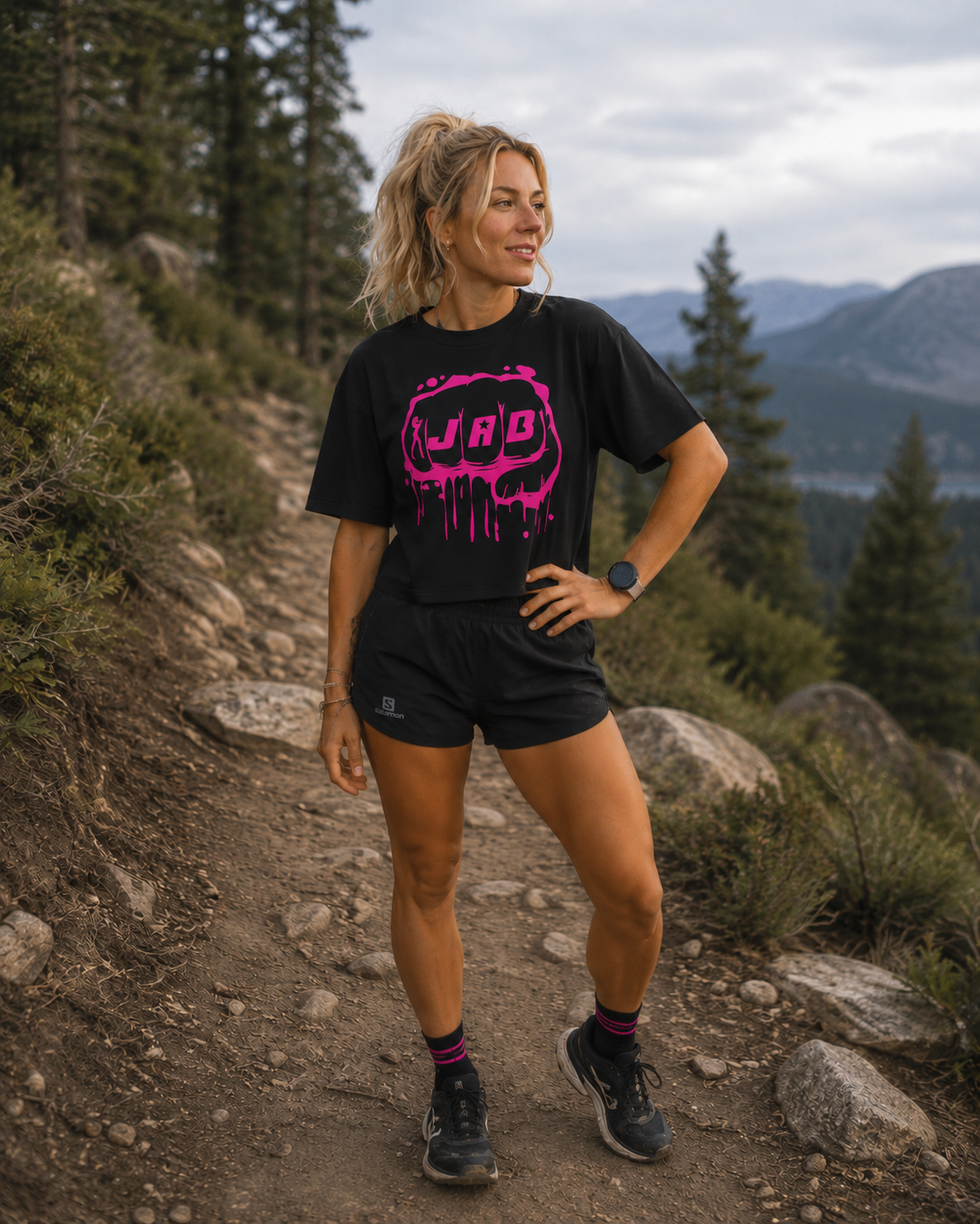 JAB Custom Women's Ideal Cropped Top w/Pink Logo