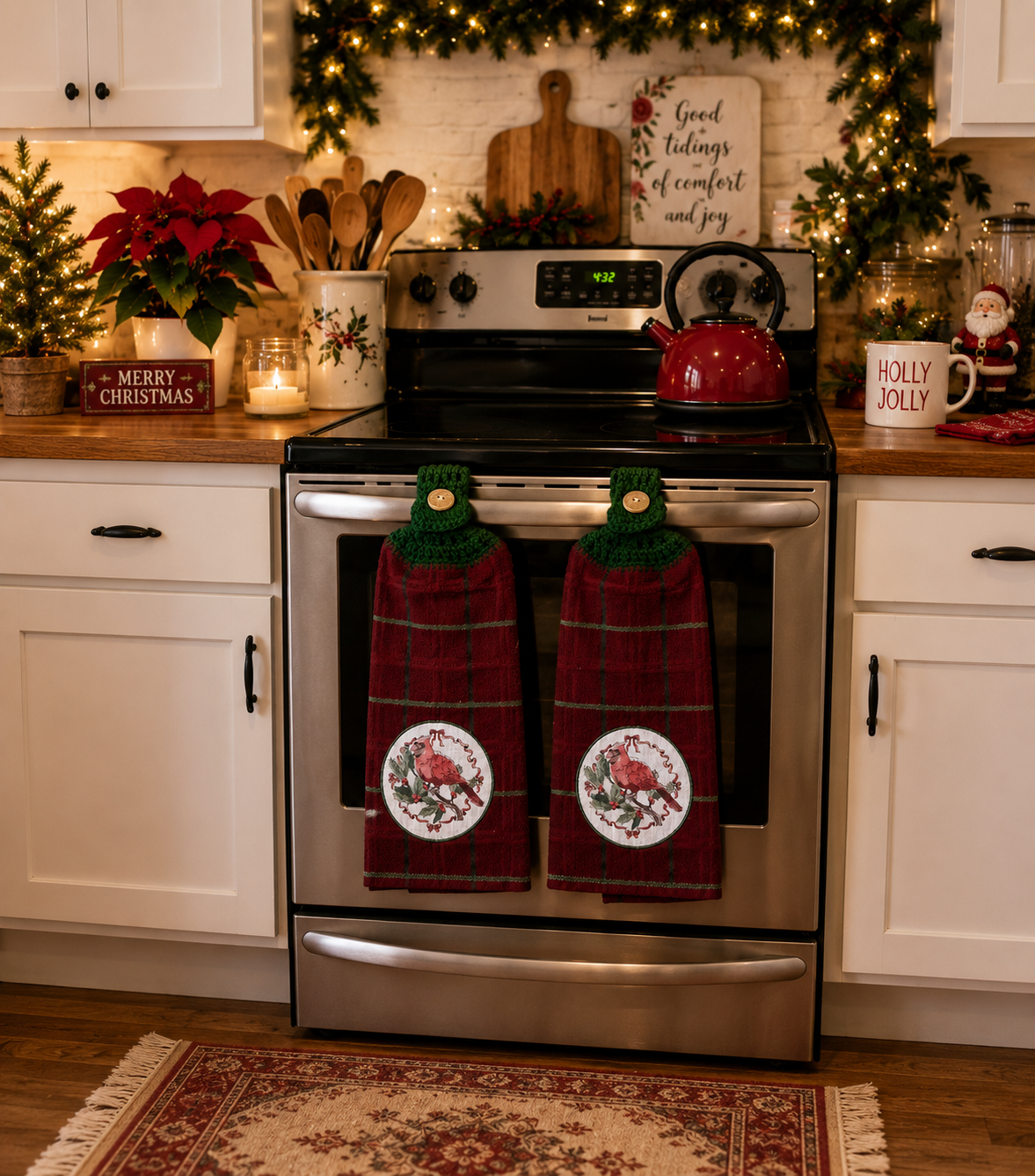 YarnAna's Handmade Kitchen Towels Christmas Cheer