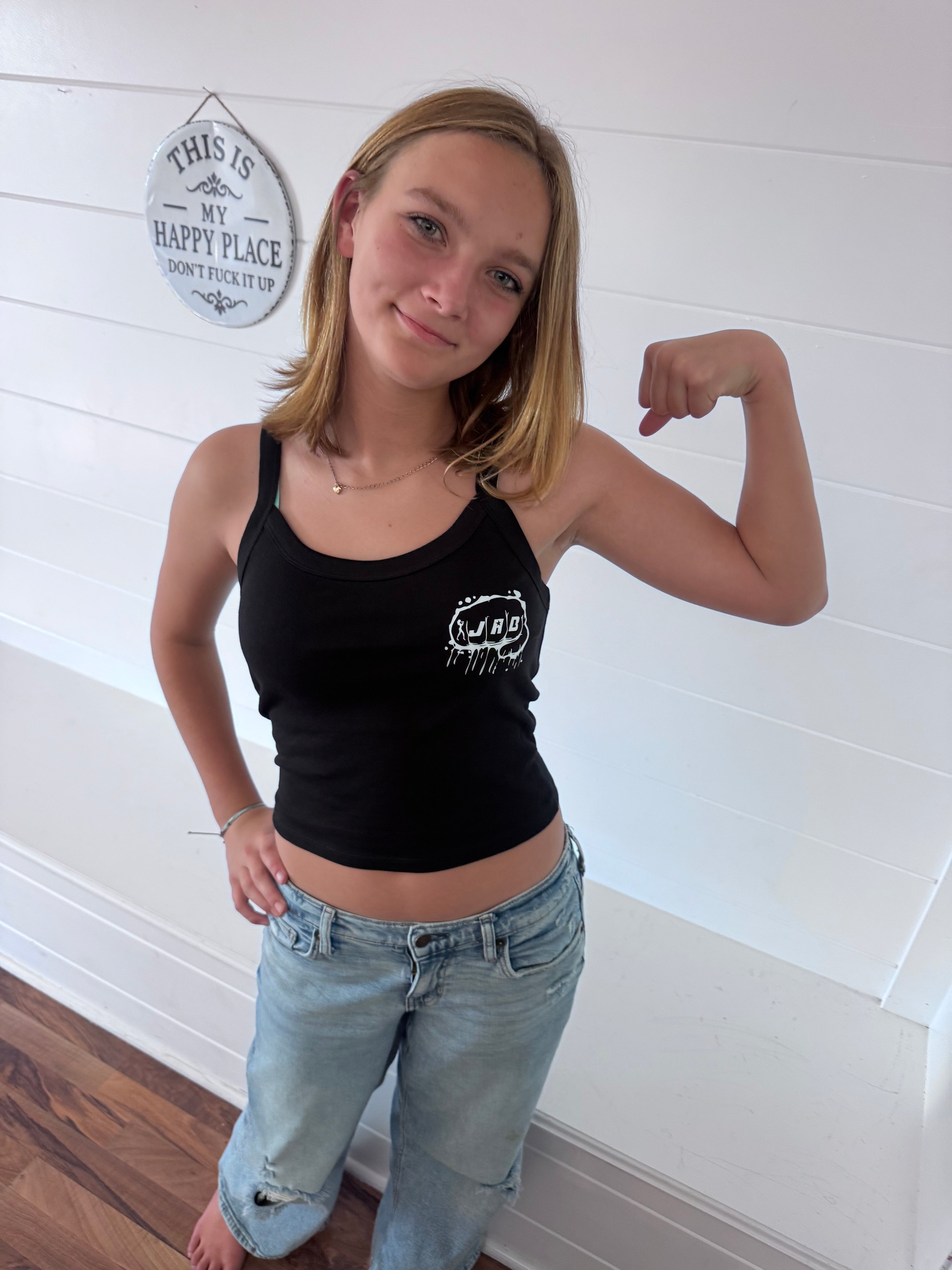 JAB Women's Spaghetti Strap Tank w/White Logo