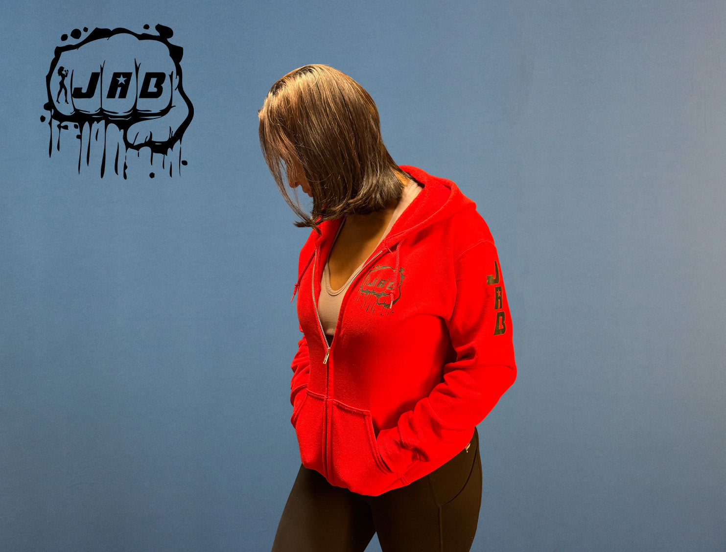 JAB Custom Zip Hoodie w/Black Logo