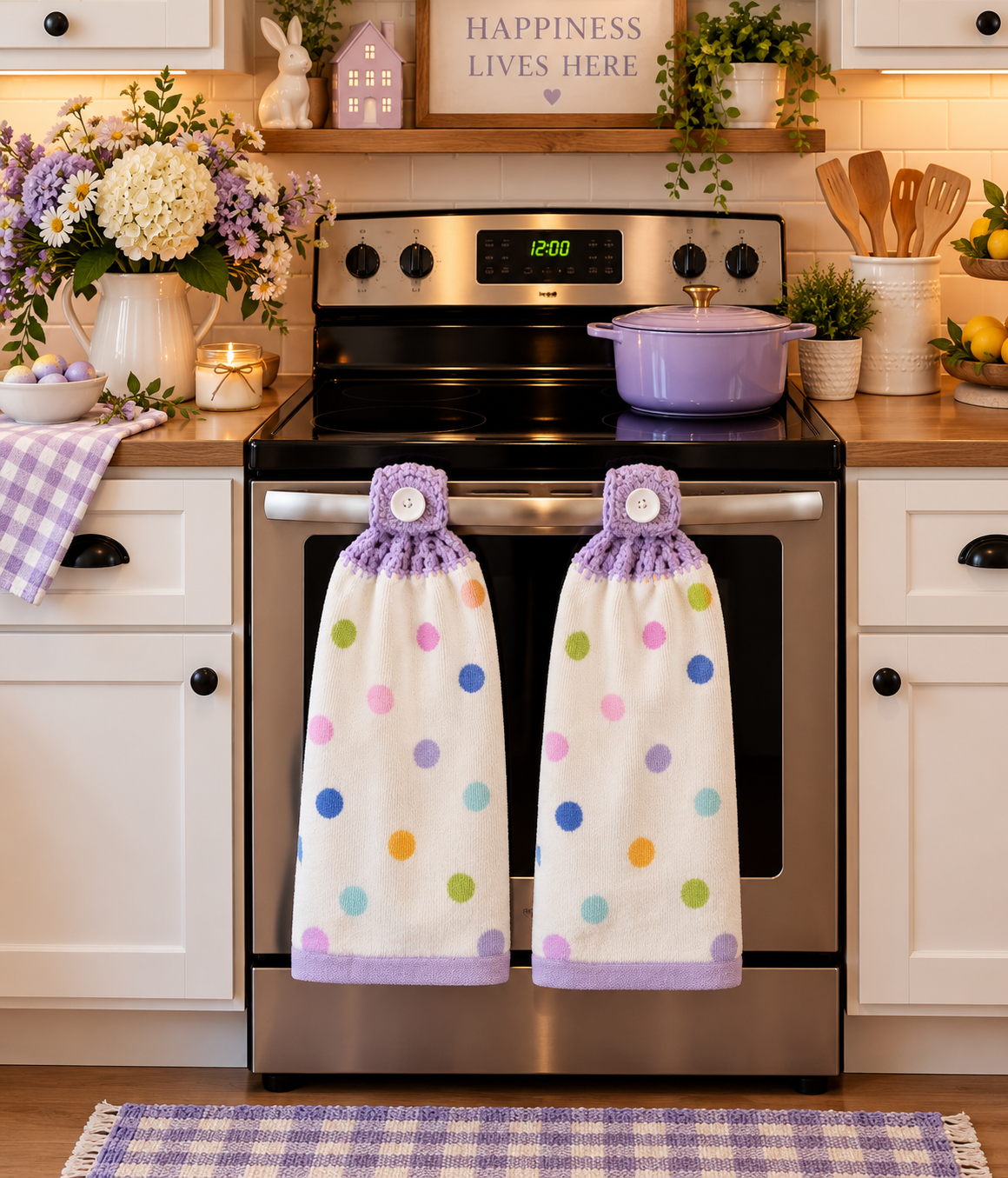 YarnAna's Handmade Kitchen Towels Purple Lover