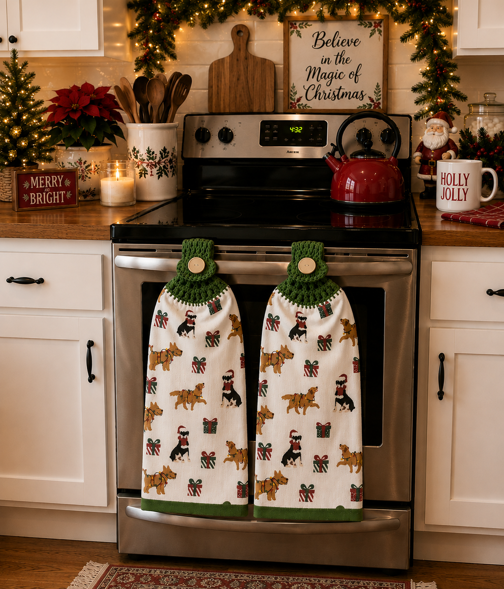 YarnAna's Handmade Kitchen Towels Christmas Cheer