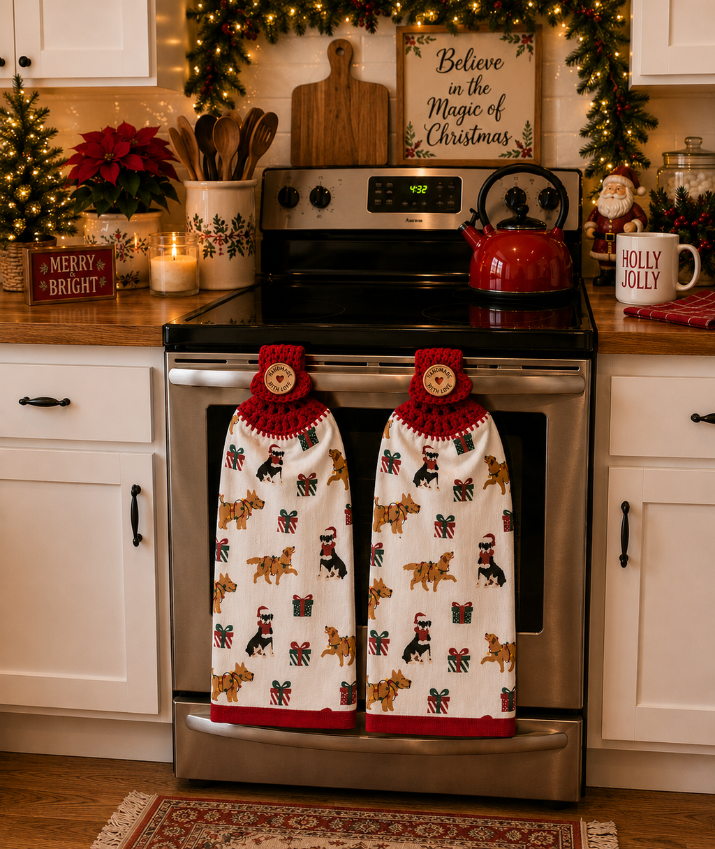 YarnAna's Handmade Kitchen Towels Christmas Cheer
