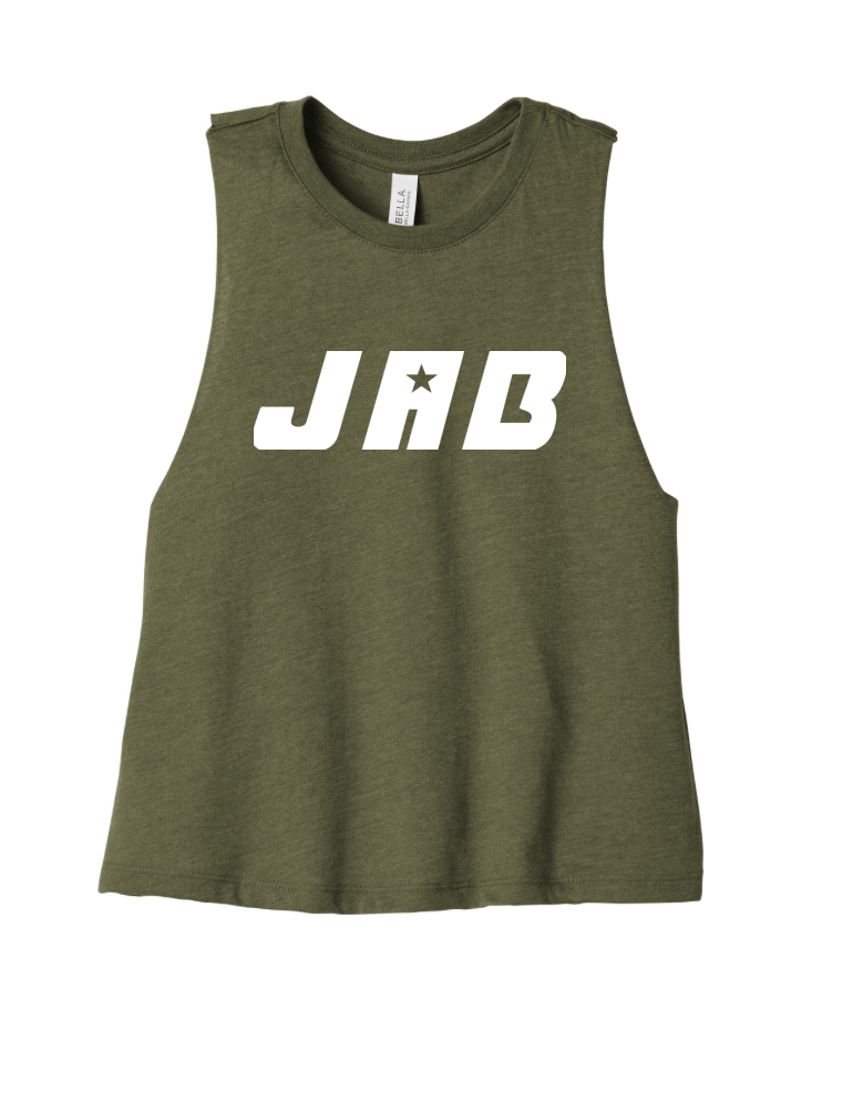 JAB Custom Racerback Cropped Tank w/White Logo
