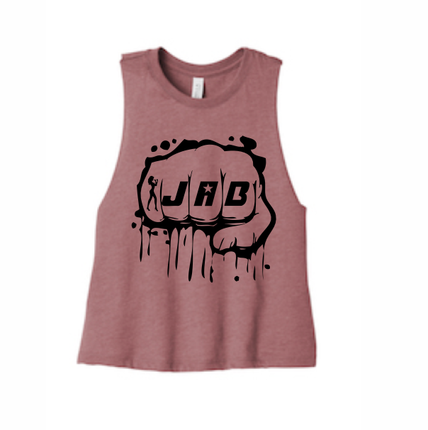 JAB Custom Racerback Cropped Tank w/Black Logo