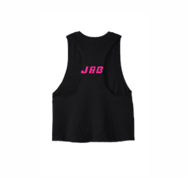 JAB Custom Racerback Cropped Tank w/Pink Logo