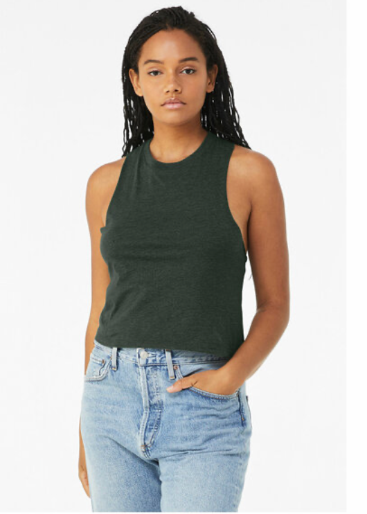 JAB Custom Racerback Cropped Tank w/Black Logo