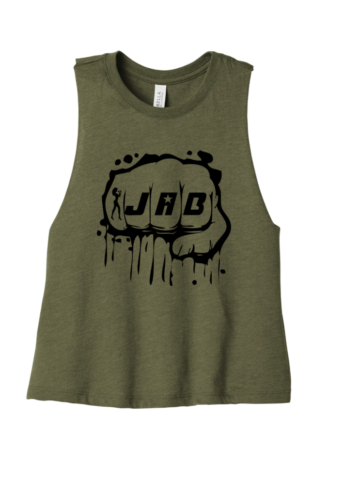 JAB Custom Racerback Cropped Tank w/Black Logo