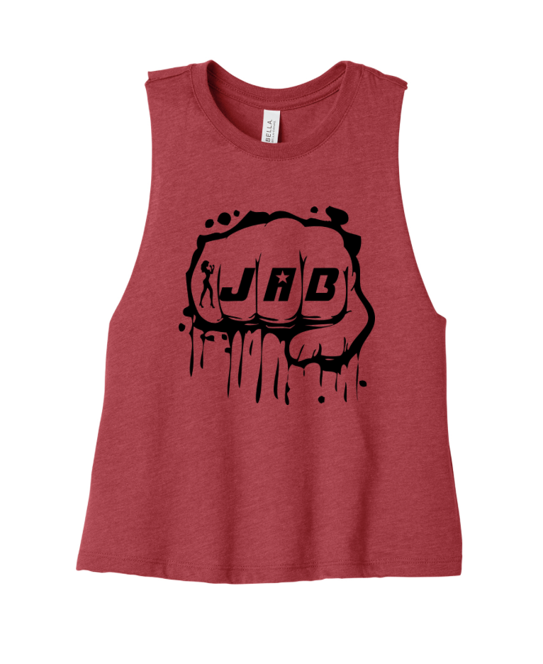 JAB Custom Racerback Cropped Tank w/Black Logo