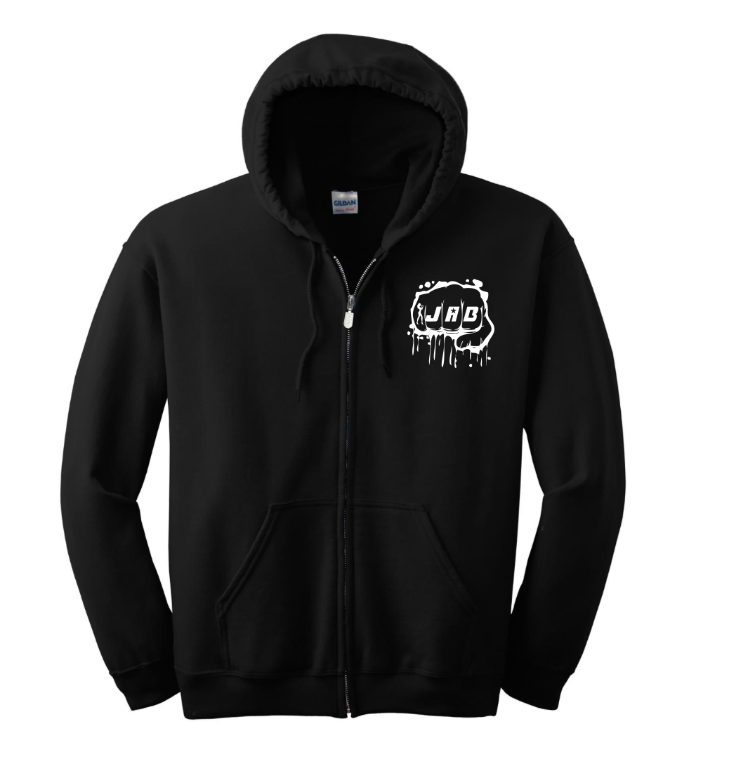 JAB Custom Zip Hoodie w/White Logo