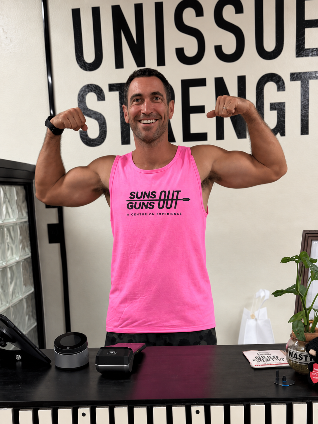 Suns Out Guns Out Pink Ribbon Edition Men's Tank