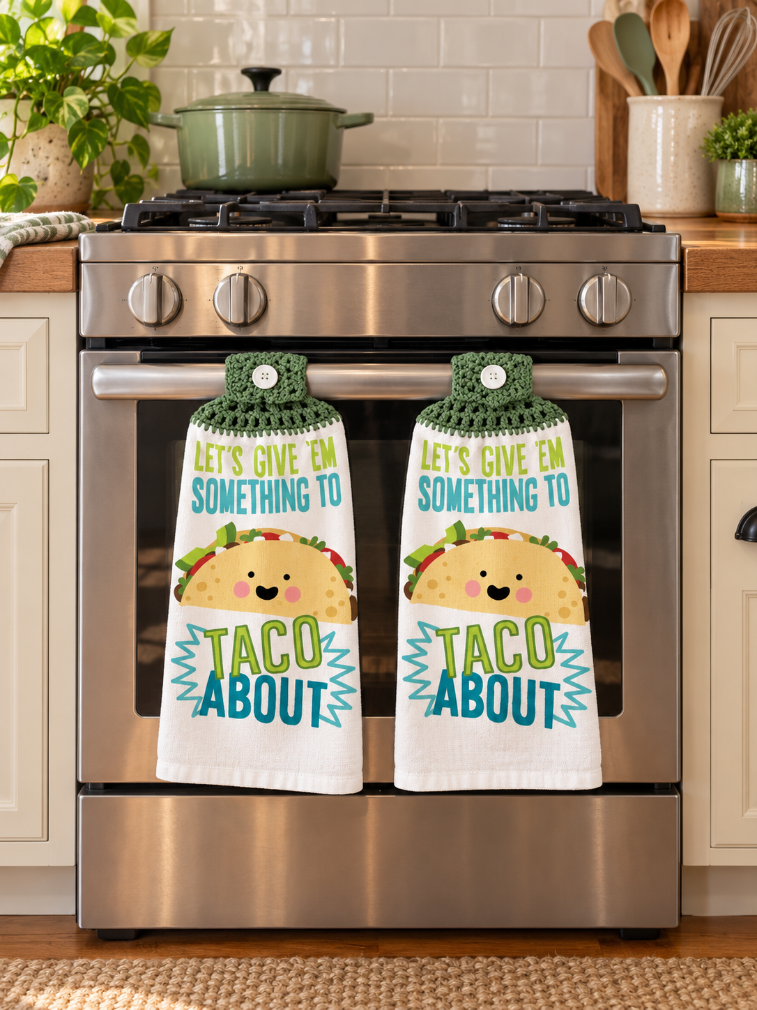 YarnAna's Handmade Kitchen Towels Green
