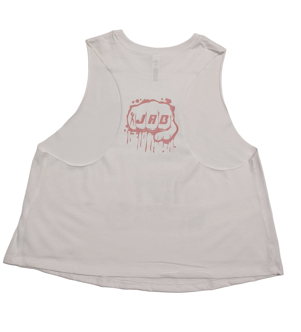JAB “Grandmas Lift Weights” Cropped Tank – White