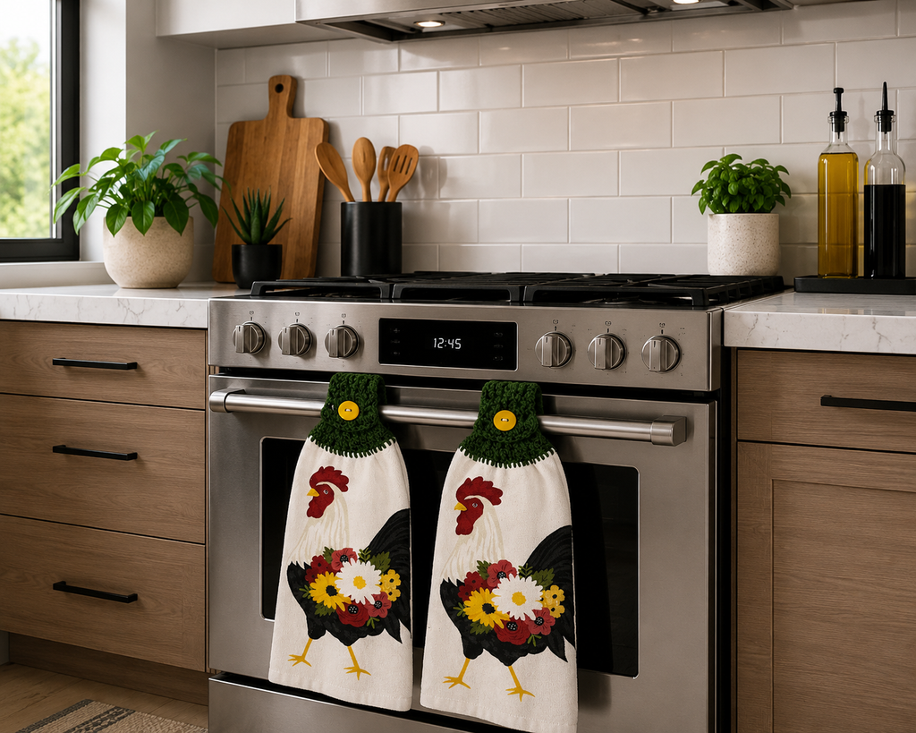 YarnAna's Handmade Kitchen Towels Green